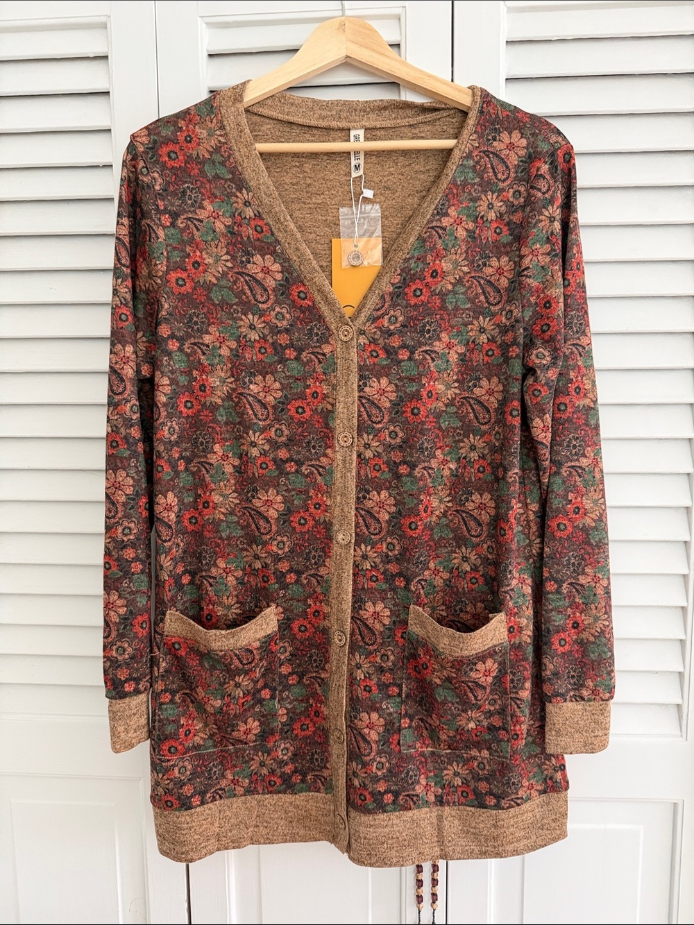 NWT Fall lightweight  Button-Front Cardigan Sweater - Brown Multi